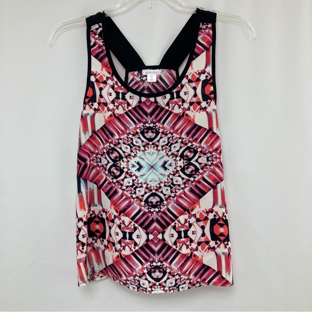 Xhilaration Pink Black Coral Polyester Swing Racerback Tank Top Size S